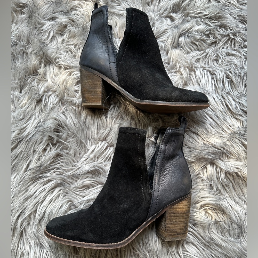 Black Suede and Leather Heeled Booties